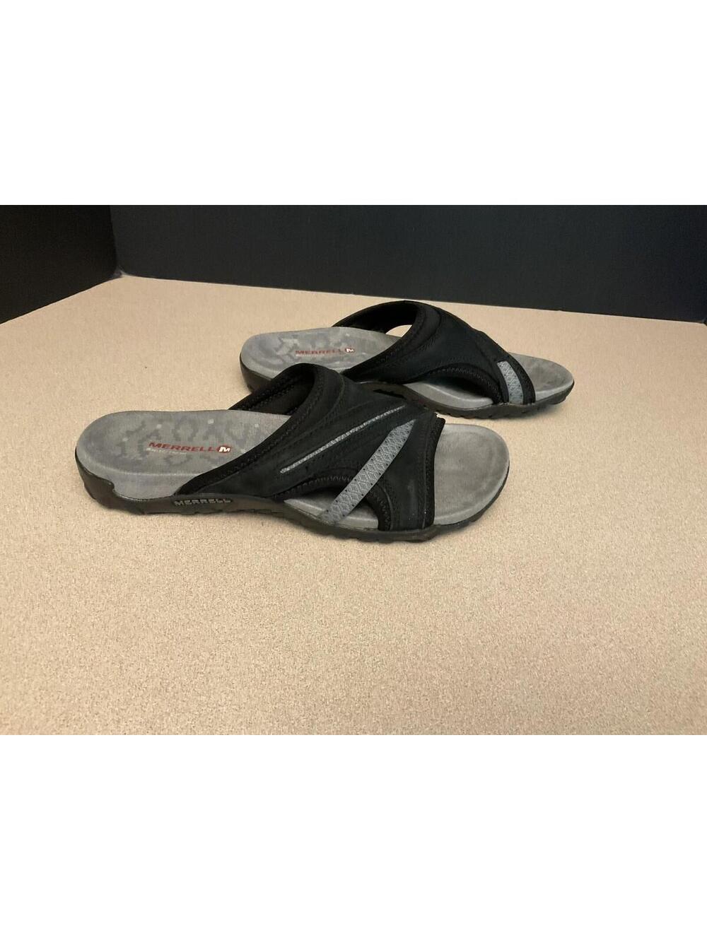 Womens Merrell Terran Slide II Black/Grey Select Grip Slide Sandals. Size 7.